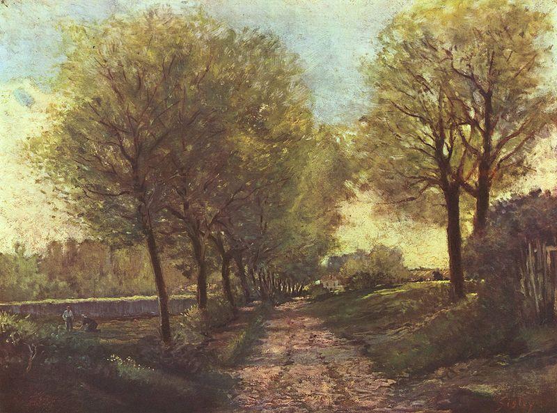 Alfred Sisley Baumallee bei einem Stadtchen oil painting image